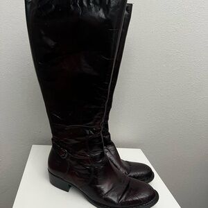 New Born Women's Mahogany Brown Leather Knee-High Boots